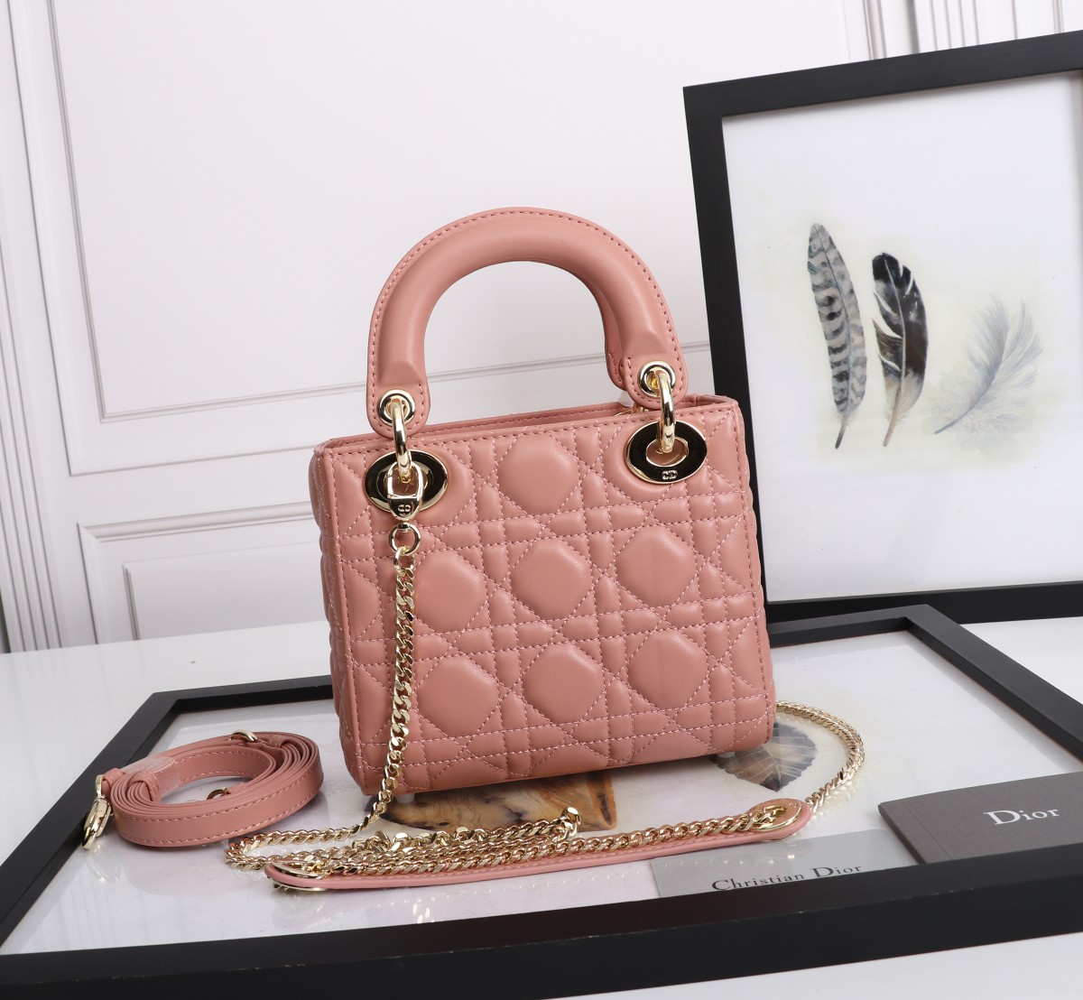 Mini Lady Dior Bag Pink Cannage Lambskin